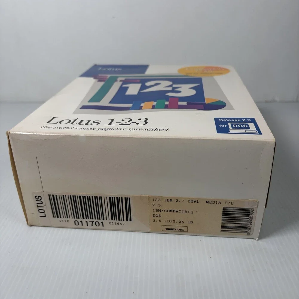 Vintage Lotus 1-2-3 for DOS Release 2.3 Spreadsheet Software